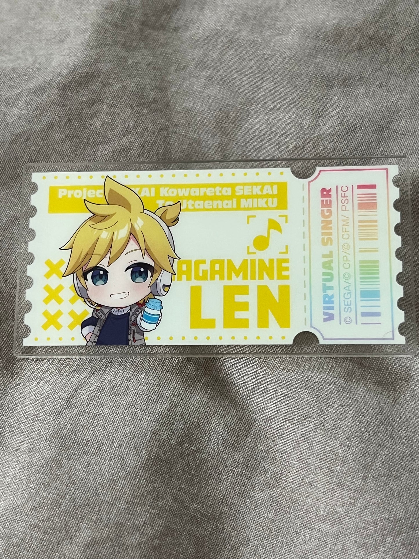 Project Sekai - Kagamine Len LAWSON Collaboration Movie Ticket Acrylic Rectangle Badge