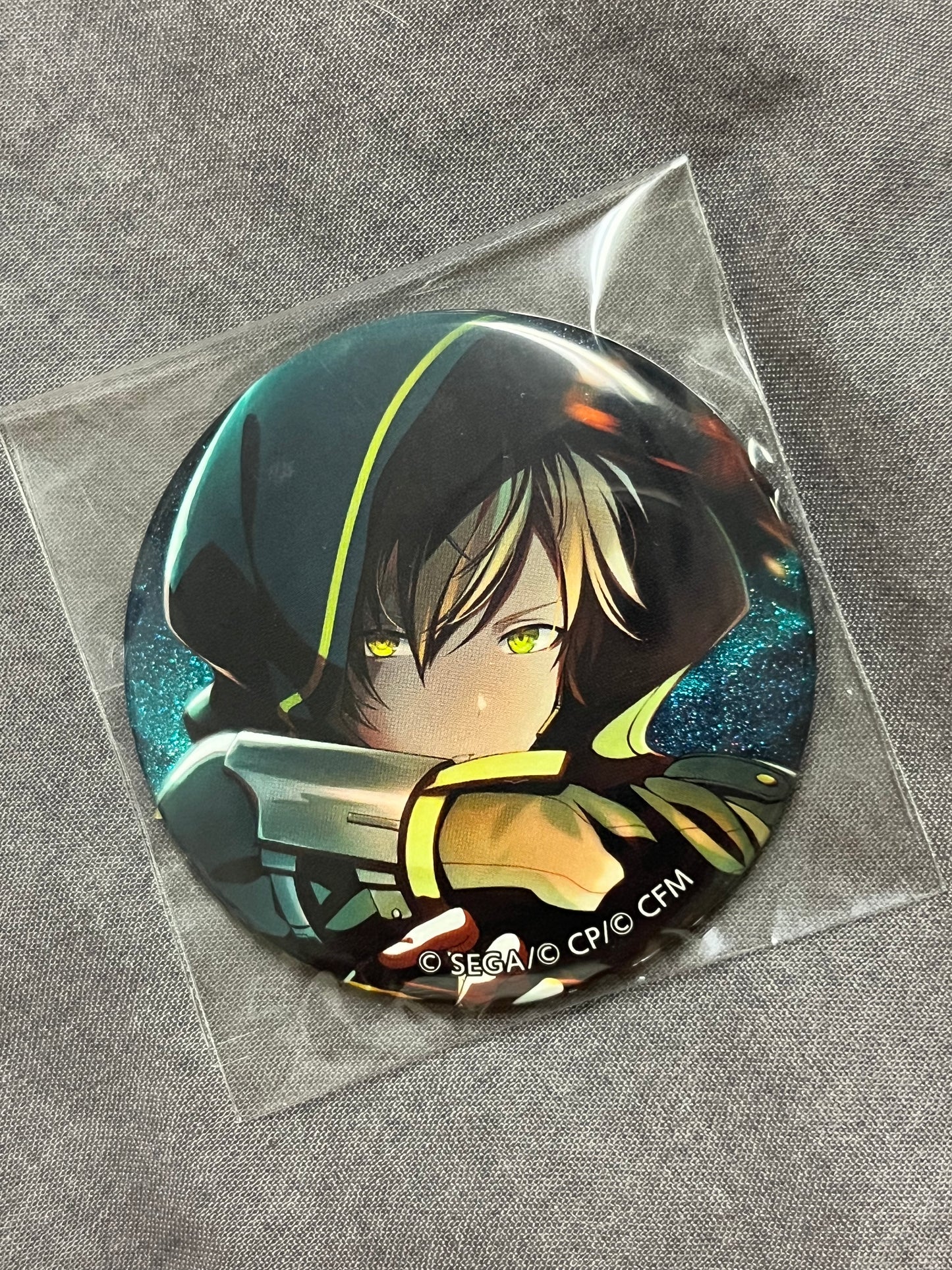 Project Sekai - Akito Shinonome “close game/OFFLINE” Circle Glitter Badge [TRAINED]