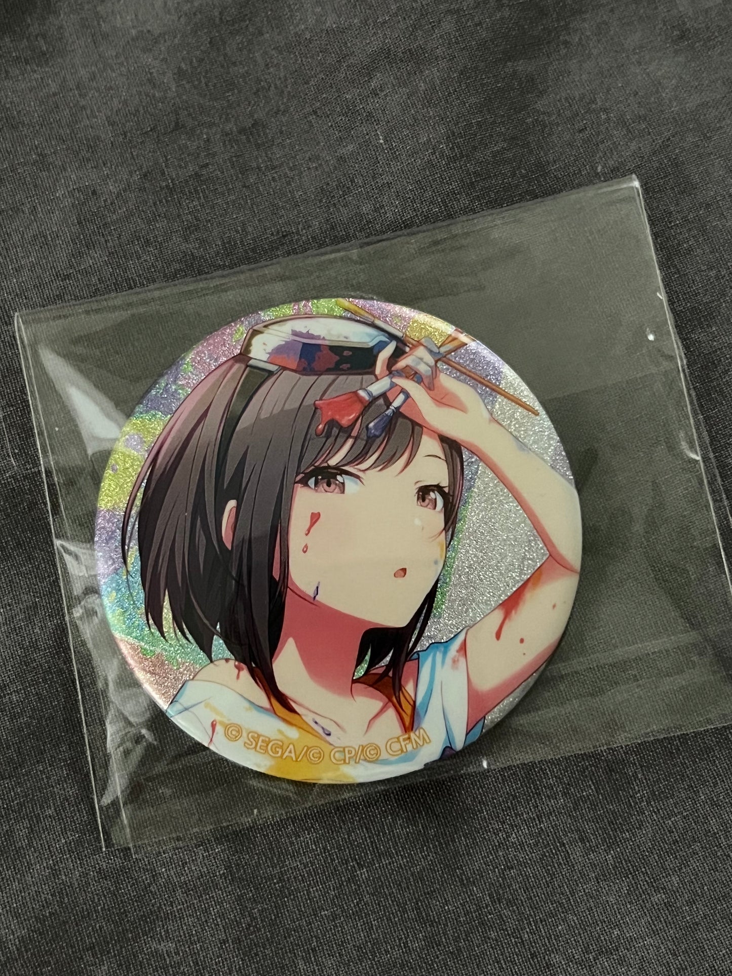 Project Sekai - Ena Shinonome "Paint What I Love ♪ Rainbow Canvas" Circle Glitter Badge [TRAINED]