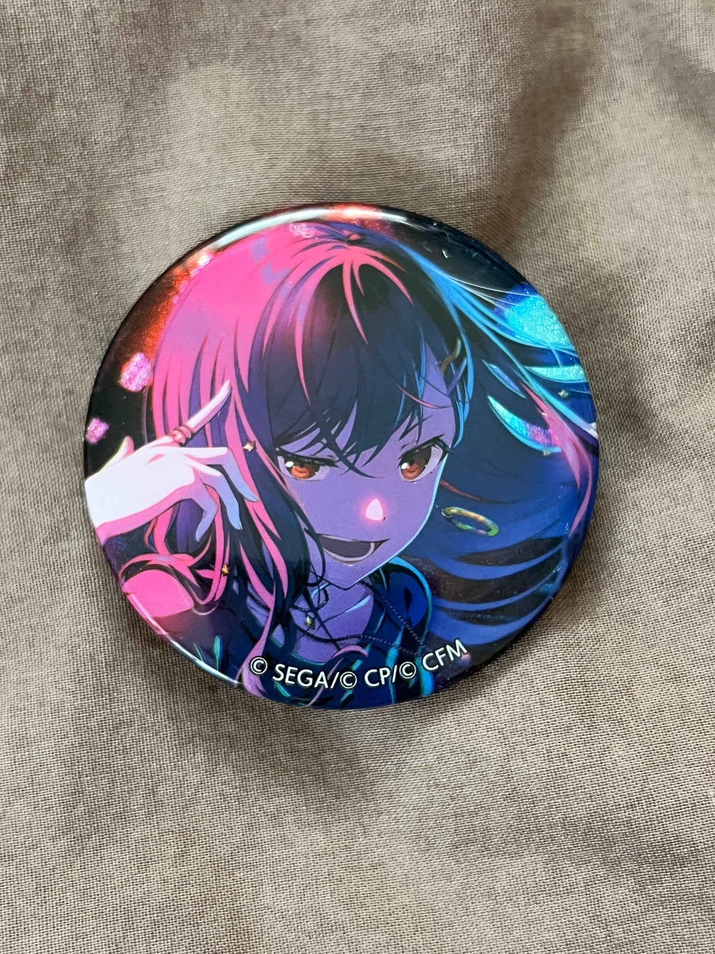 Project Sekai - An Shiraishi "BREAK DOWN THE WALL" Circle Glitter Badge [TRAINED]