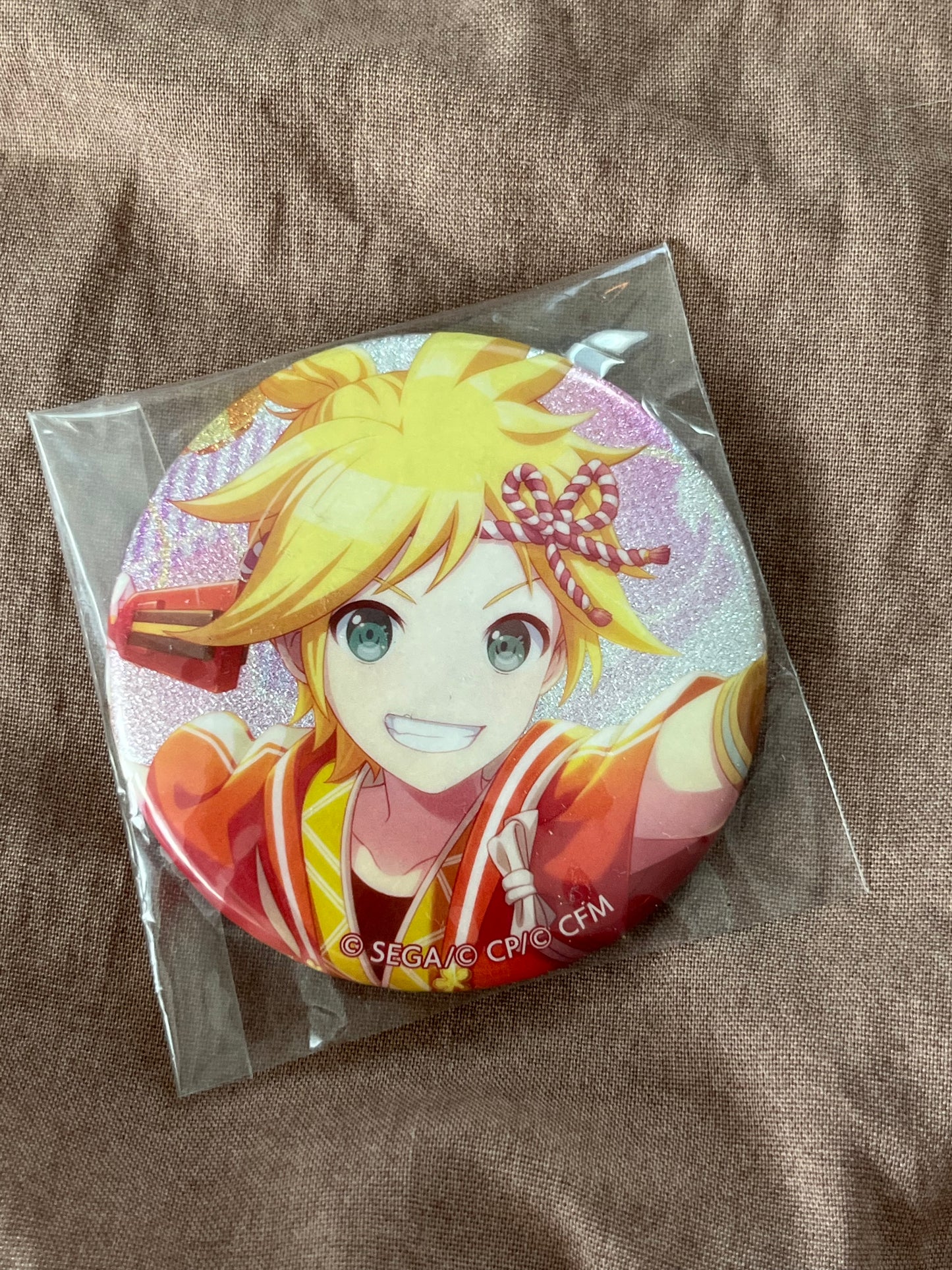 Project Sekai - Kagamine Len “Ringing Sounds at the Summer Festival” Circle Glitter Badge [TRAINED]