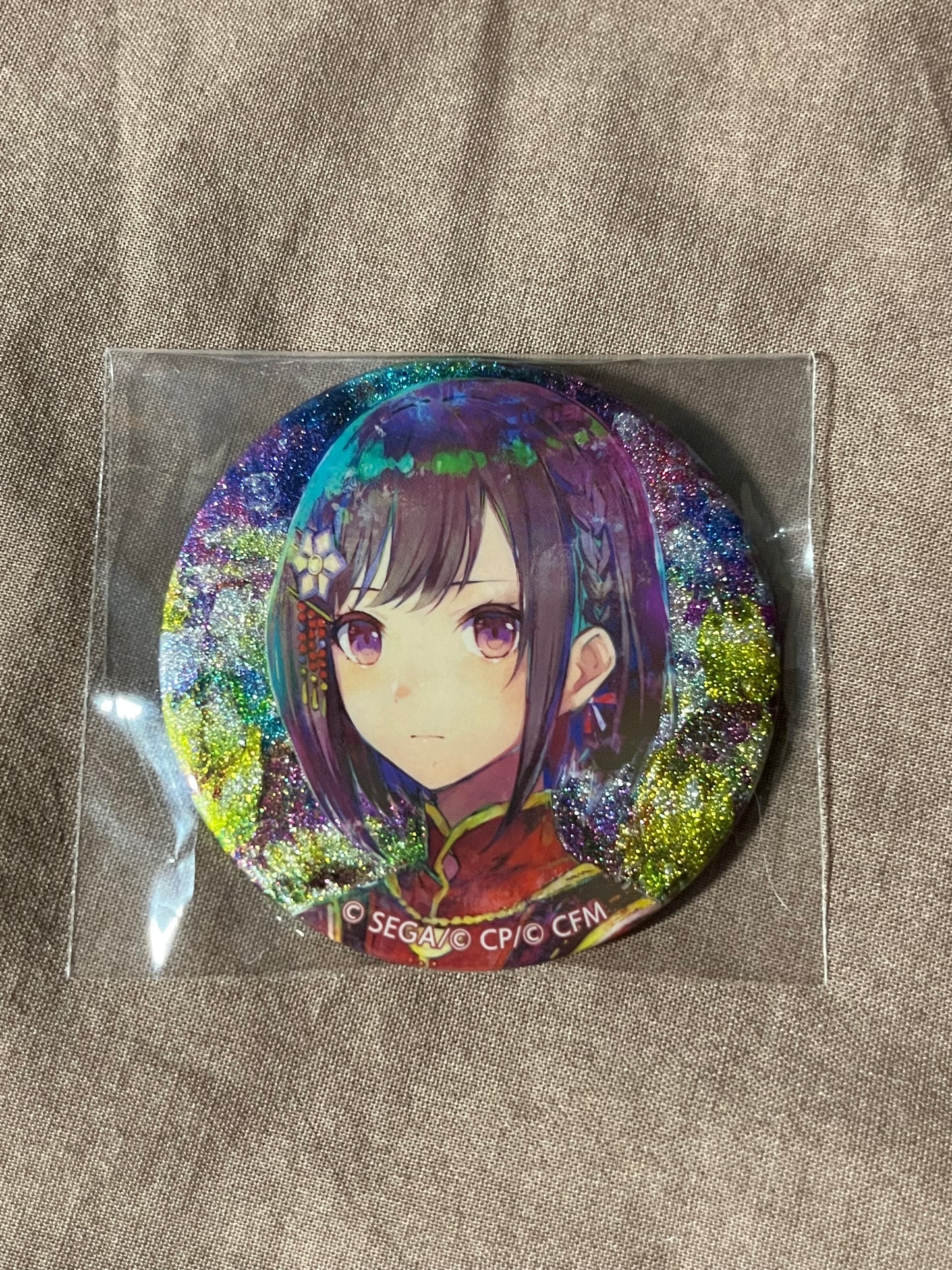 Project Sekai - Ena Shinonome “On This Blank Canvas, I Paint” Circle Glitter Badge [TRAINED]