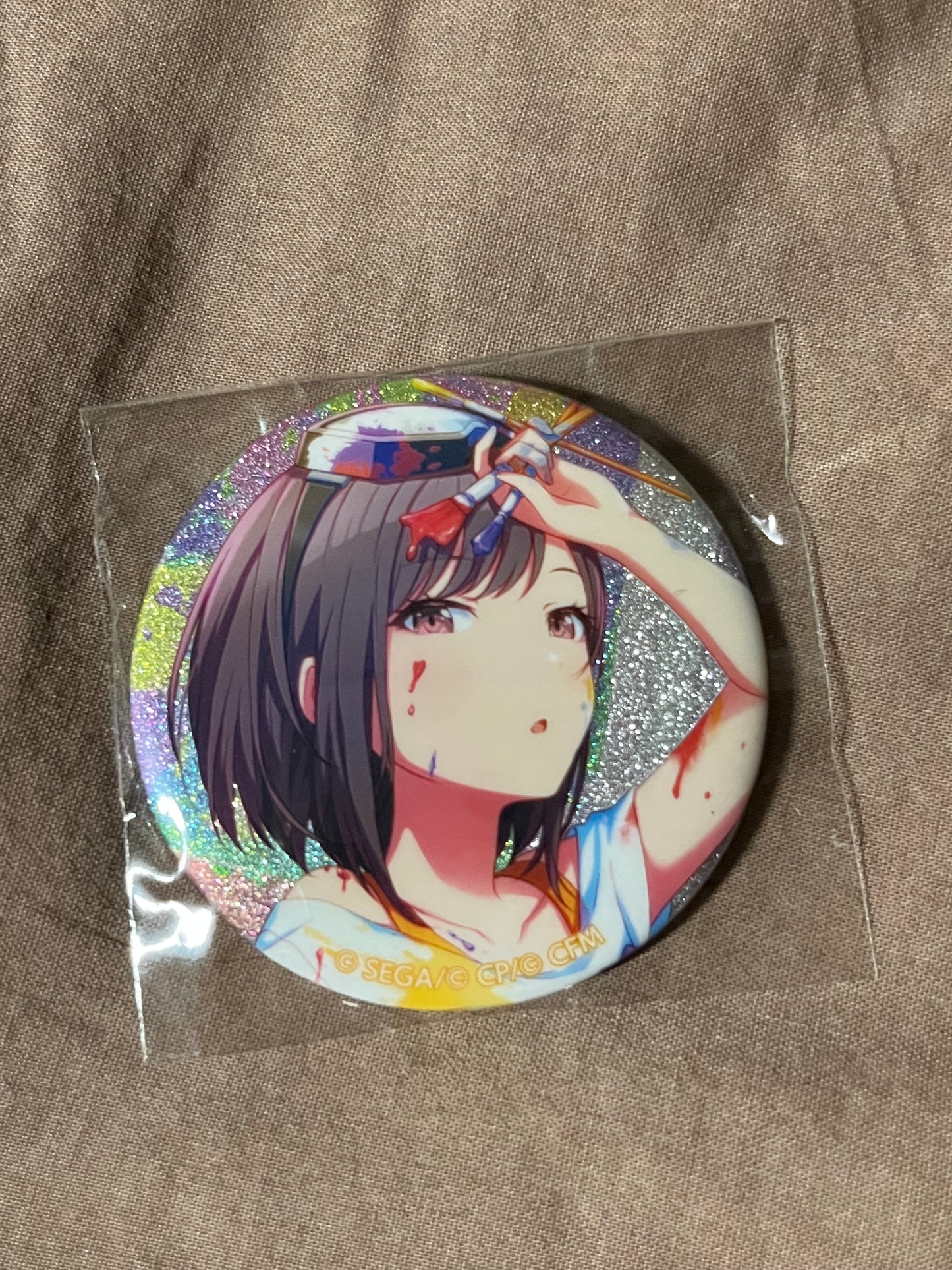 Project Sekai - Ena Shinonome “Paint What You Love ♪ Rainbow Canvas” Circle Glitter Badge [TRAINED]