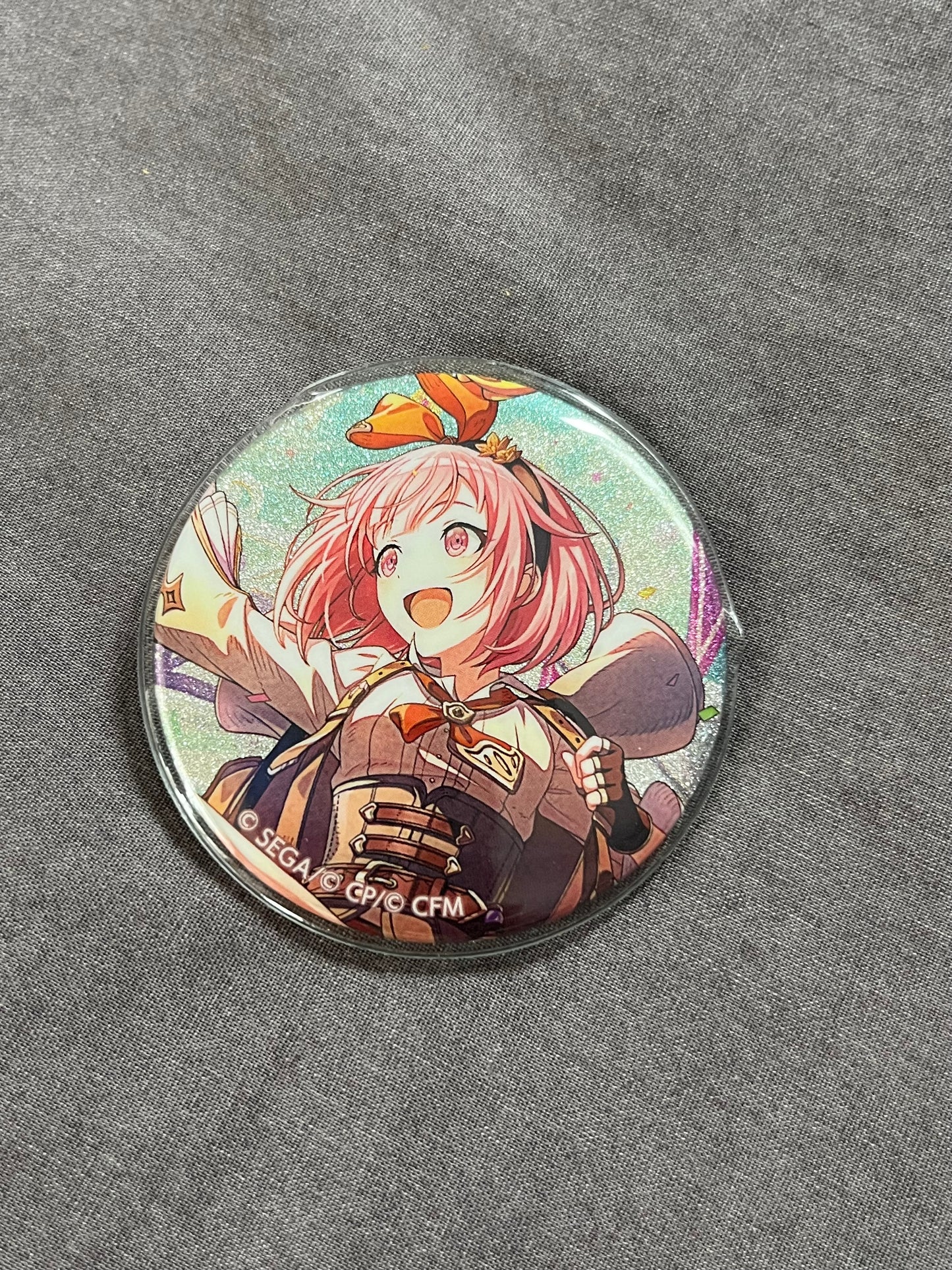 Project Sekai - Emu Otori “Our Happy Ending” Circle Glitter Badge [TRAINED]