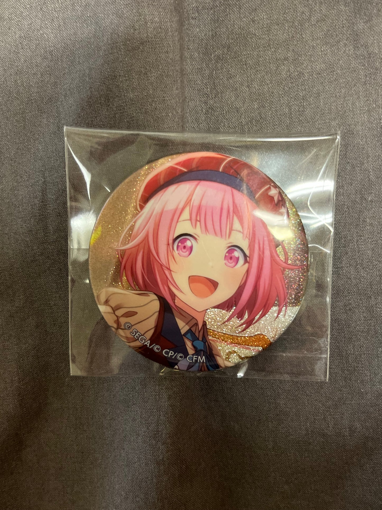 Project Sekai - Emu Otori “On the Stage of Dazzling Light” Circle Glitter Badge [TRAINED]