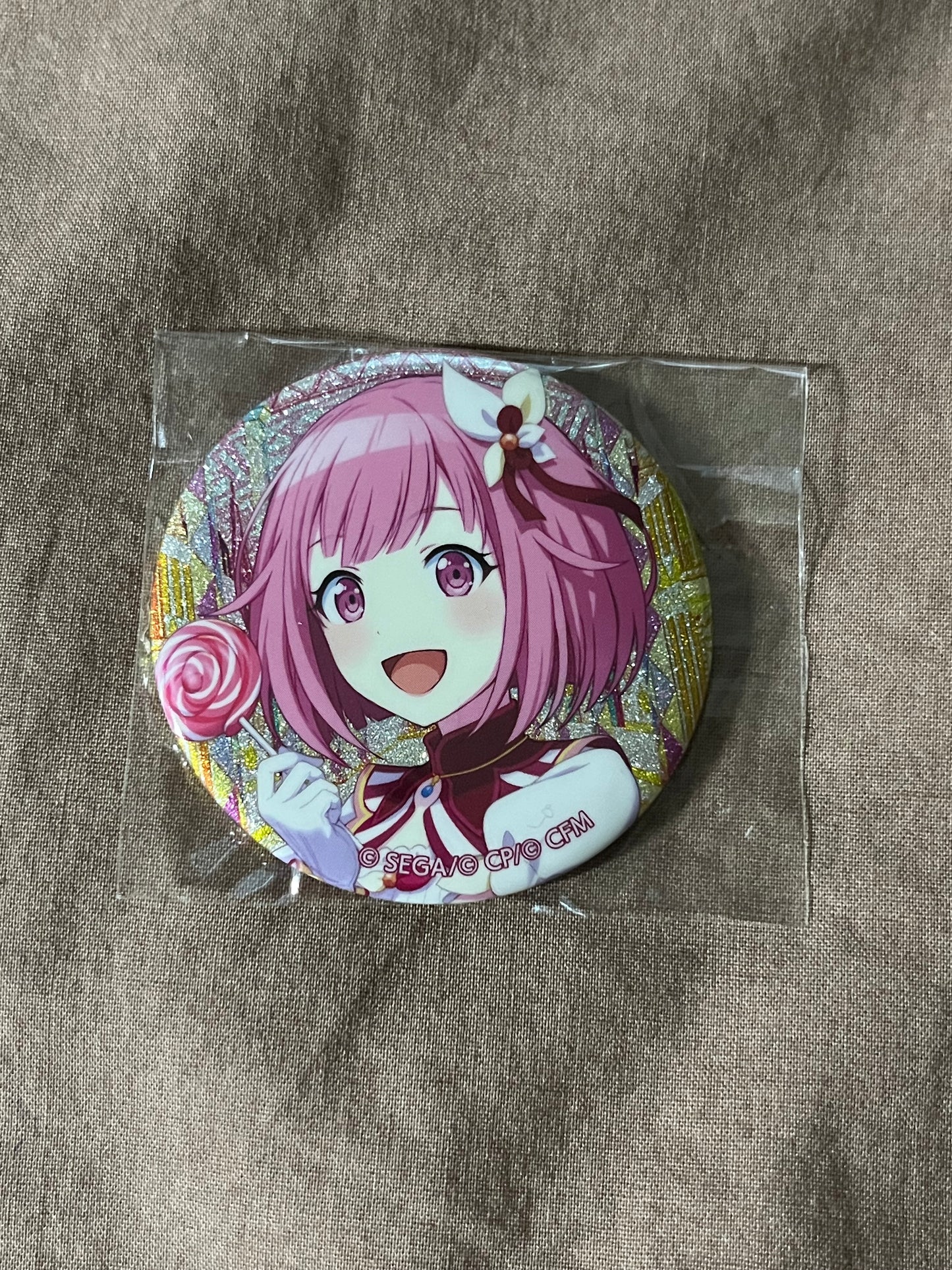 Project Sekai - Emu Otori “Brand New World” Circle Glitter Badge