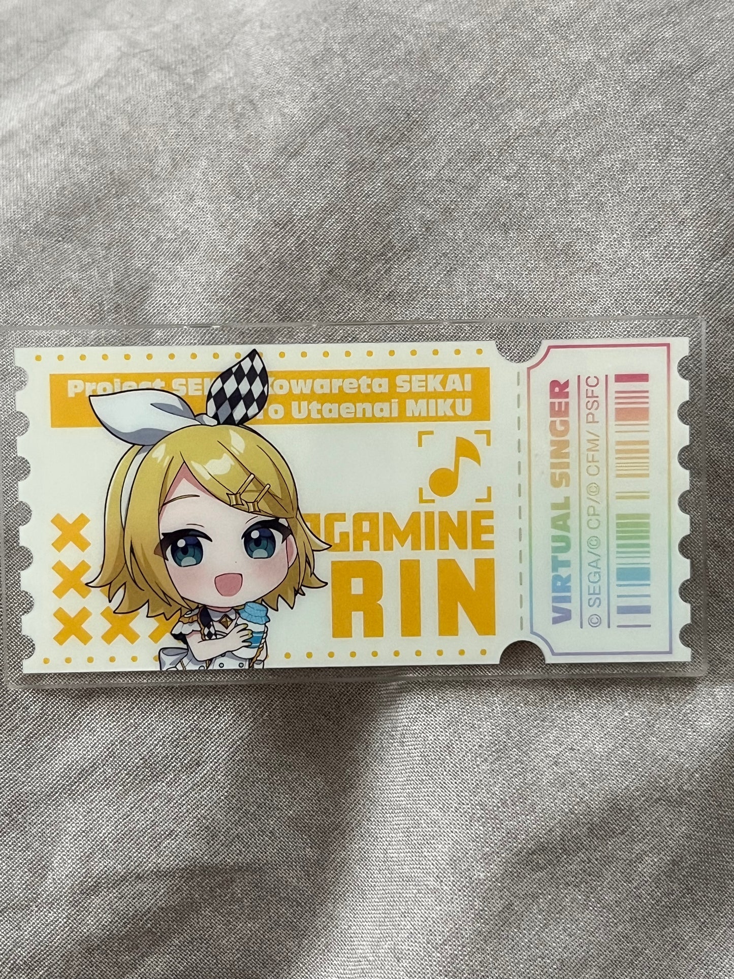 Project Sekai - Kagamine Rin LAWSON Collaboration Movie Ticket Acrylic Rectangle Badge