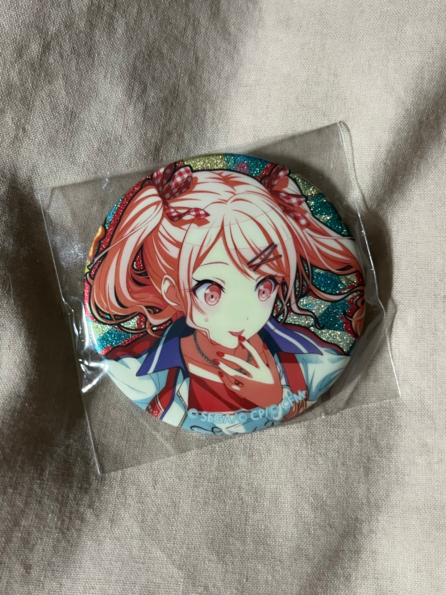 Project Sekai - Mizuki Akiyama "Bustling Cafe ●REC!" Circle Glitter Badge [TRAINED]